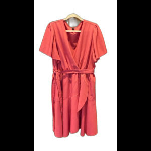 SHEIN Dress Plus size 2 XL‎ Dark Pink Faux Wrap Tiered Style Flutter Sleeve